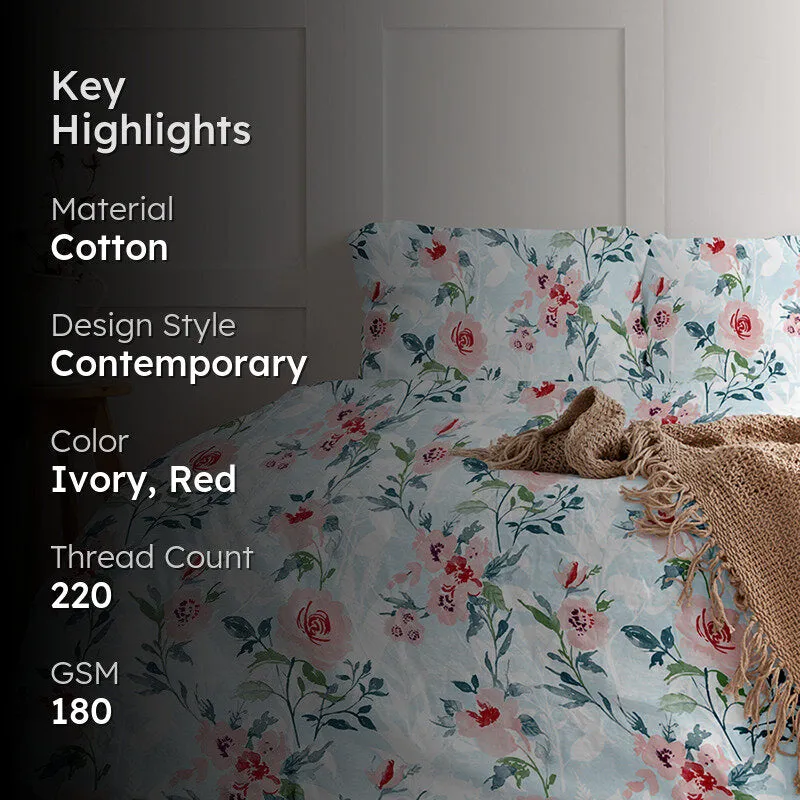Rosina Floral Cotton Comforter (Pink) - 180 GSM - 2