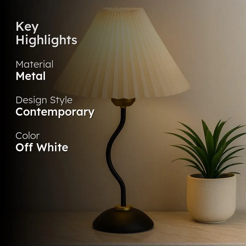 LustraCraft Handcrafted Metal Table Lamp - OffWhite,Black media 2