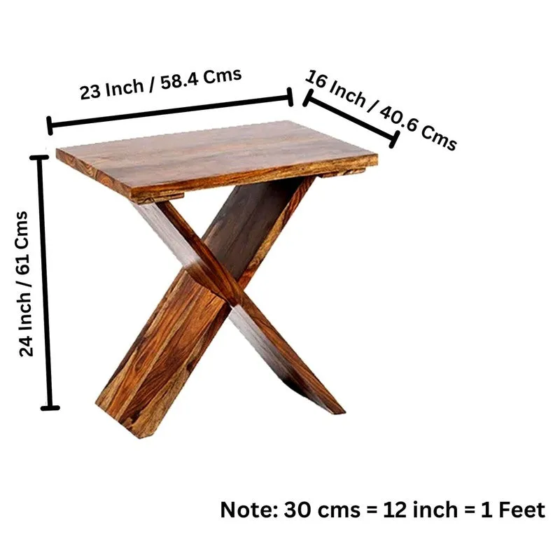 Everox Sheesham Wooden Side & Bedside Table (Brown) - Set Of Two media 10