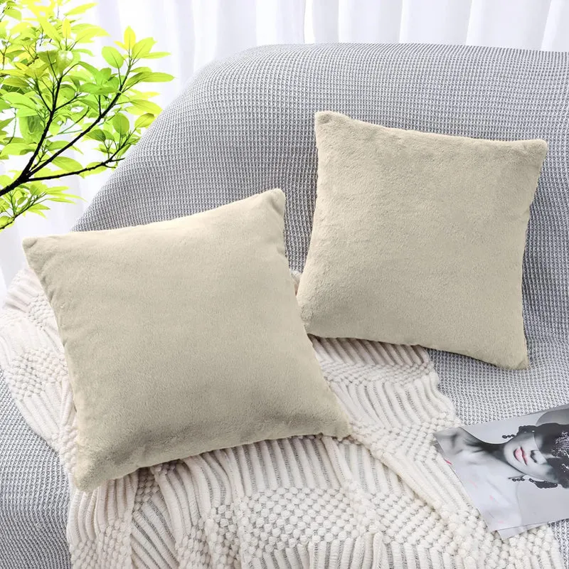 Fur Dual Cushion Cover Set (Beige) - Set Of Two media 3