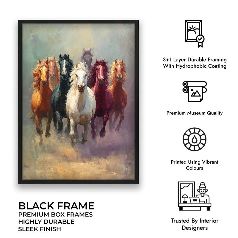 Majestic Horse Run Wall Painting With Black Frame media 10