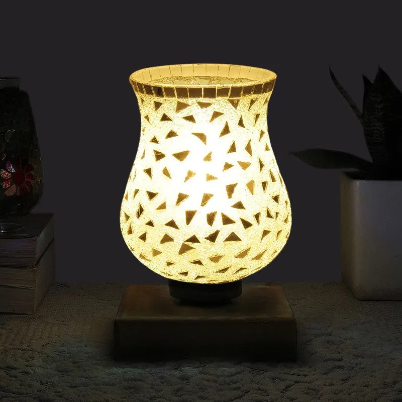 Lumora Mosaic Glass Table Lamp With Wooden Base - Multicolor media 1