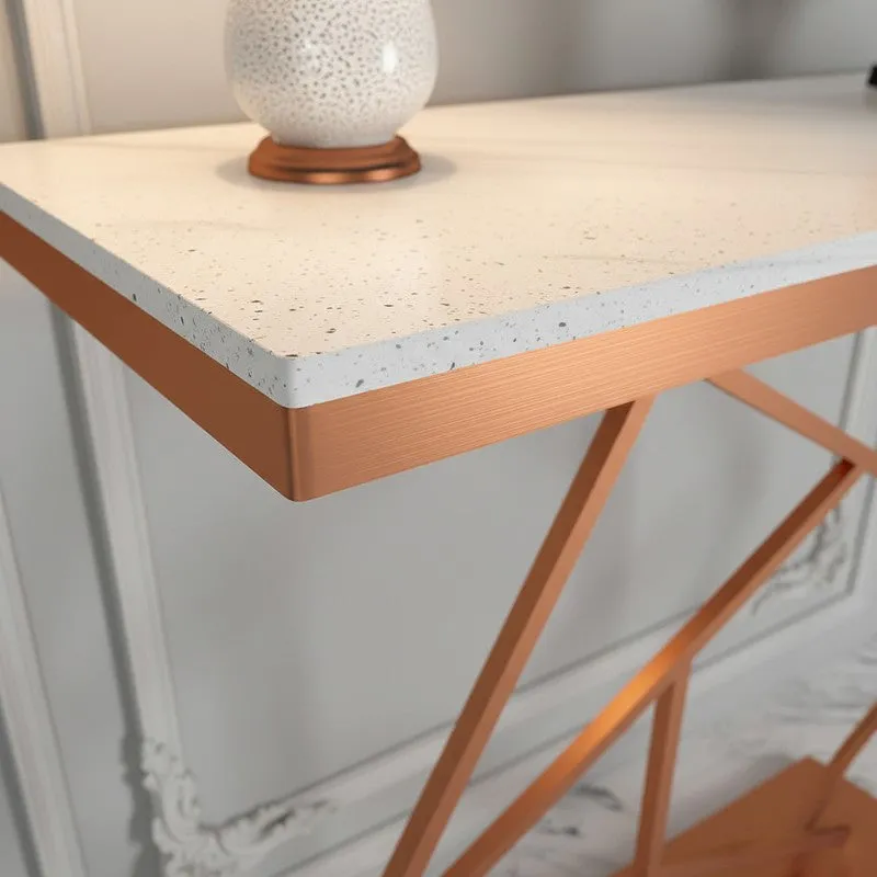 Hexagonal Metal Console Table with Marble Top - Medium media 3