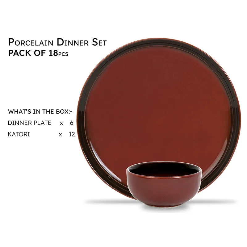 Caspian Porcelain Dinner Set (Brown/160 mL) - 18 Piece Set media 4