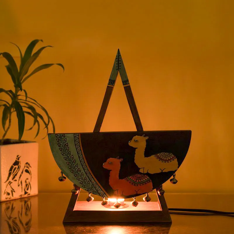 Camelia Handcrafted Wooden Table Lamp - Multicolor media 1