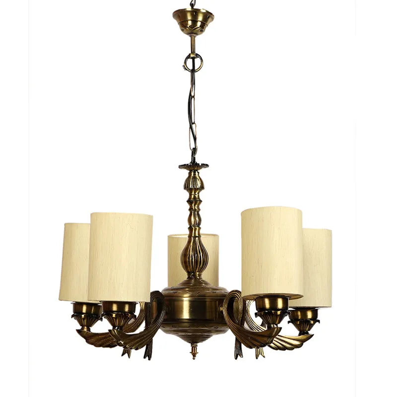 Vistara Cylindrical Golden Antique Ceiling Lamp - Off White media 3