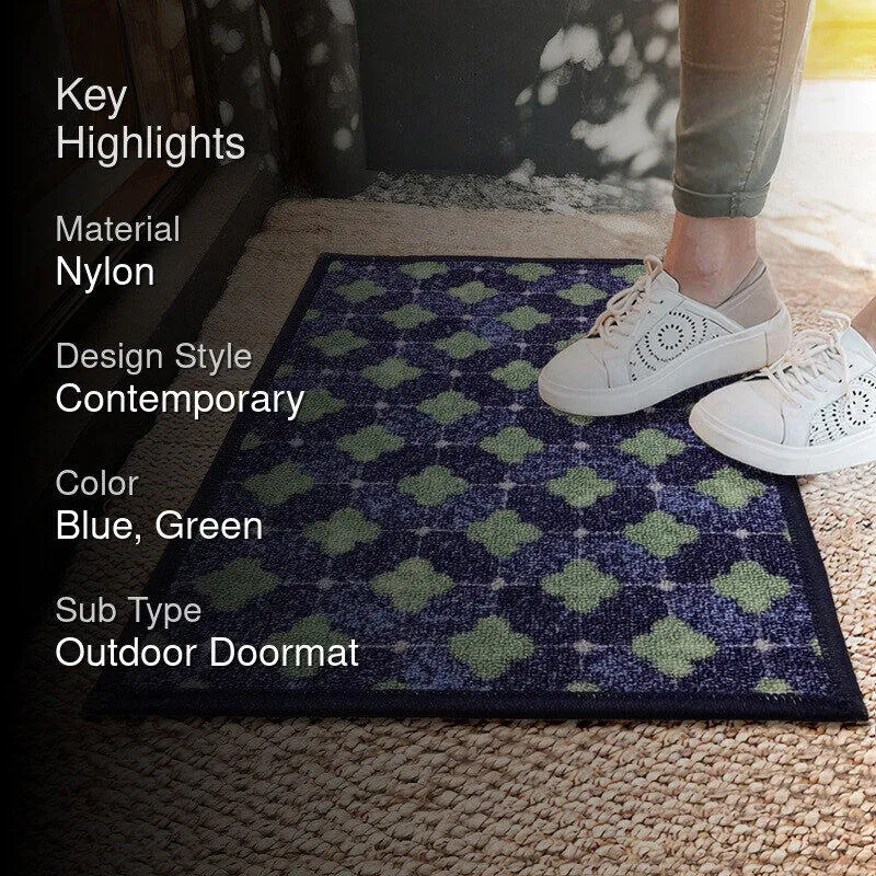 Zylo Geometric Nylon Door Mats - Blue,Green media 2