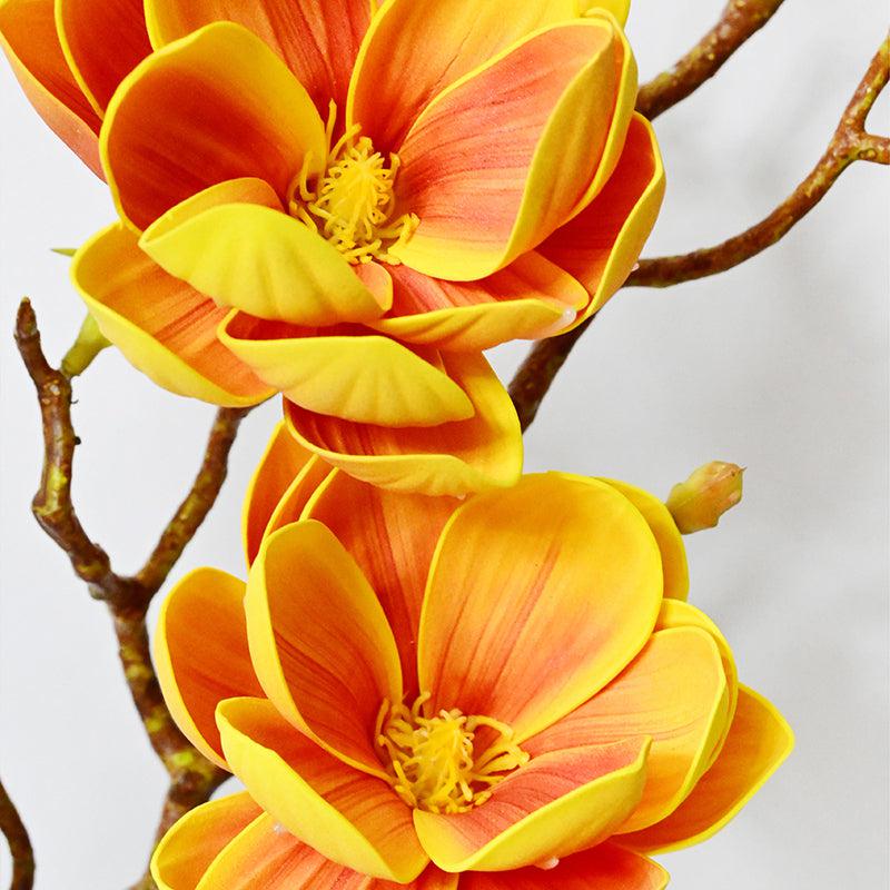 Artificial Magnolia Decorative Flower Stick - Yellow media 4