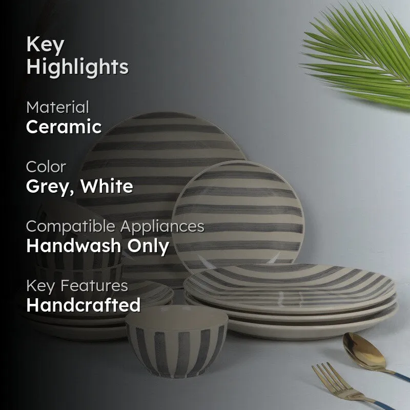 EasyServe Dining Set (Grey,White) - 12 Piece Set media 2