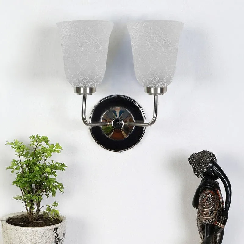 Crystal Bloom Silver Dual Glass Wall Lamp media 3