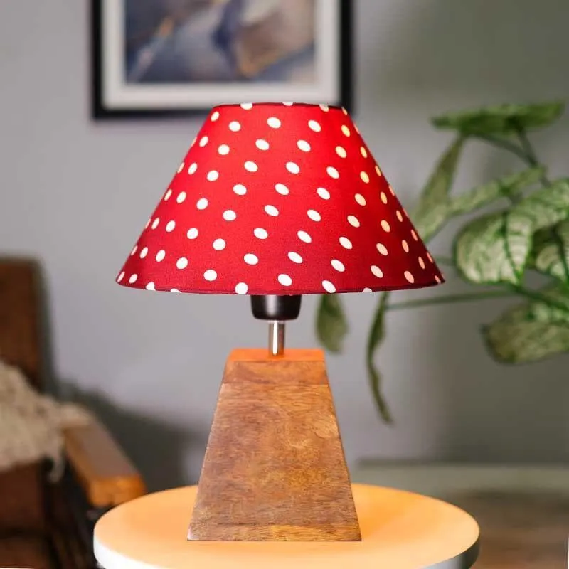 Pop Dot Perfection Fabric Table Lamp - Red,Brown media 1