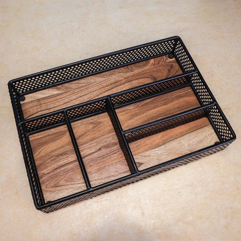 Urban Sort (Metal/Wood) Desk Organizer - Black,Brown media 5