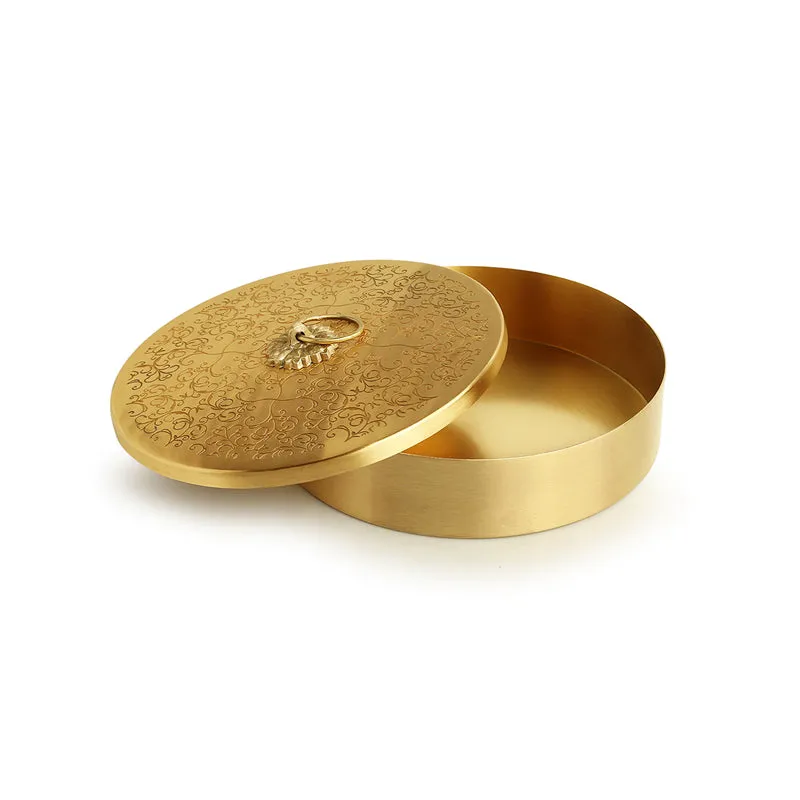 Shahi Rasoi Engraved Brass Roti Box media 4