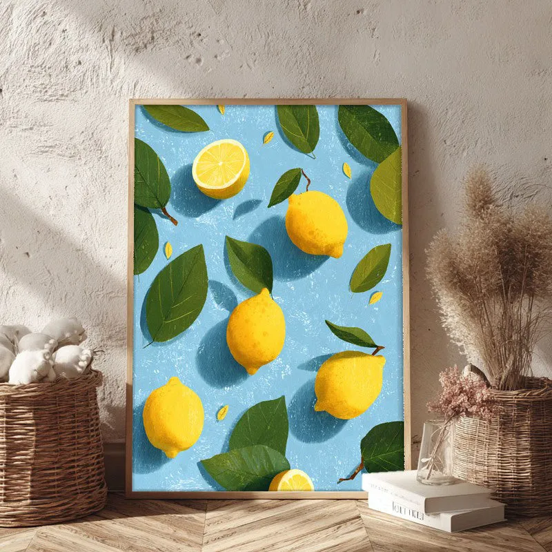 Lemon Study Canvas Wall Painting - Brown Frame media 3