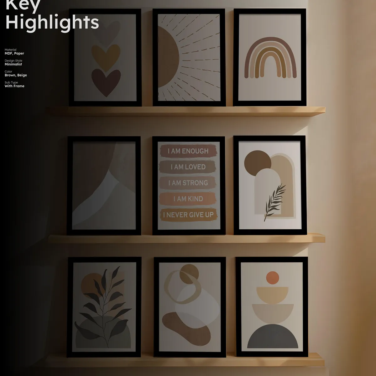 Elaris Paper Wall Art With Frame - Set Of Nine media 2
