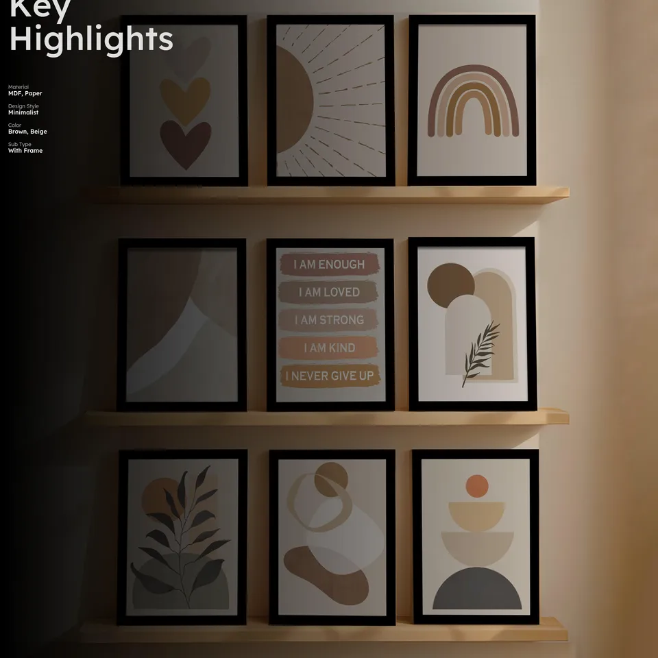 Elaris Paper Wall Art With Frame - Set Of Nine media 2