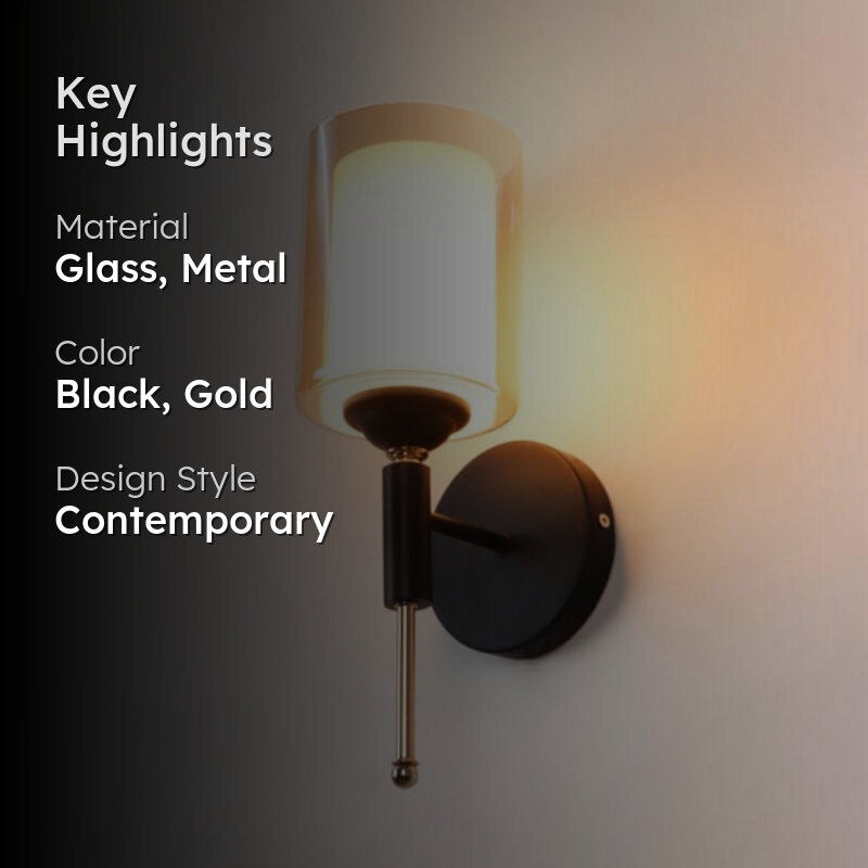 Pheme Glass Wall Lamp With Metal Base media 2