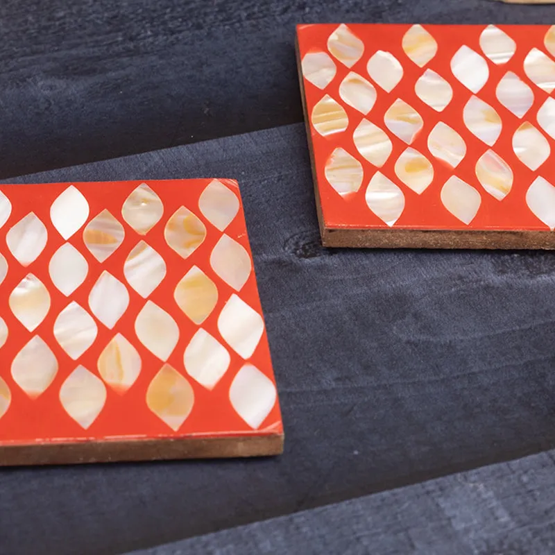 Celestria Mother Of Pearl Coaster (Red) - Set Of Two media 3