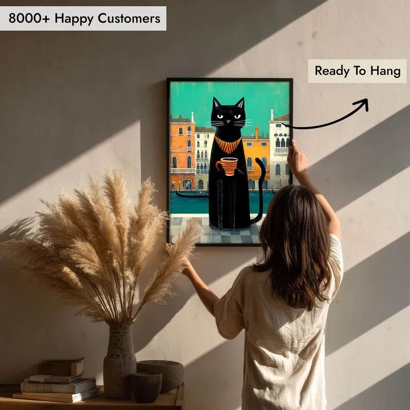 Canal Muse Cat Wall Painting With Frame media 8