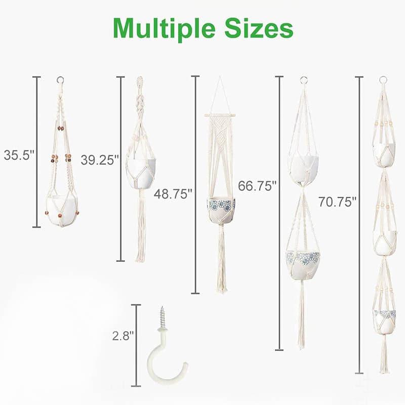 Boho Macrame Plant Hangers - Set Of Five media 5