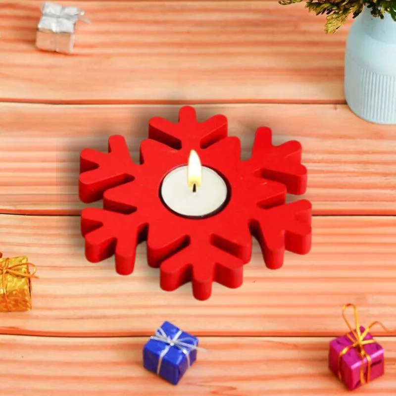 Flurry Of Light Carved Wood Tea Light Holder (Red) - Set Of Twelve media 5
