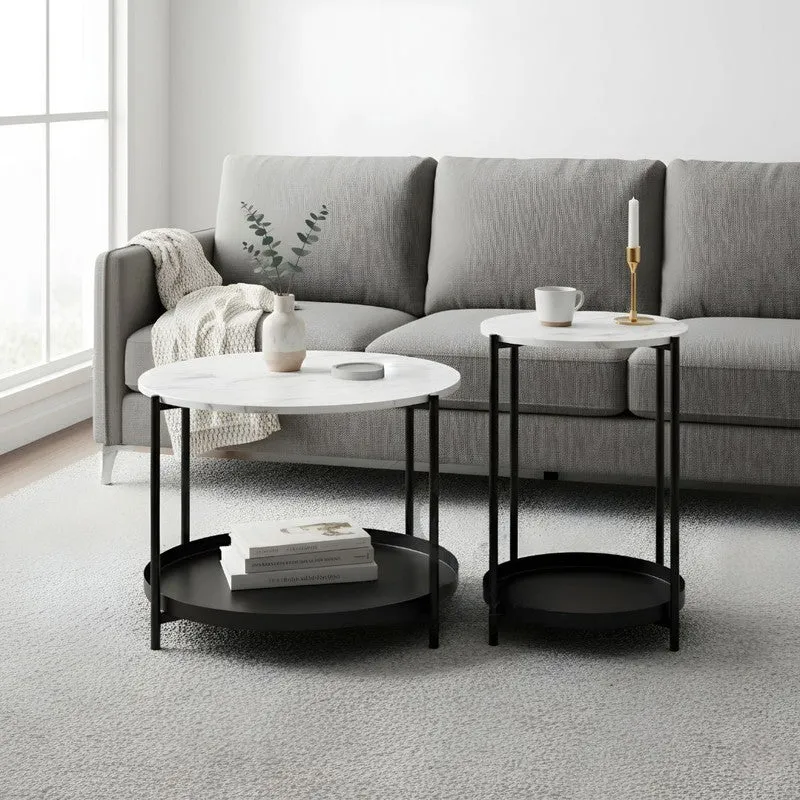 Arvo Hue Center Table (Black & White) - Set Of Two media 1