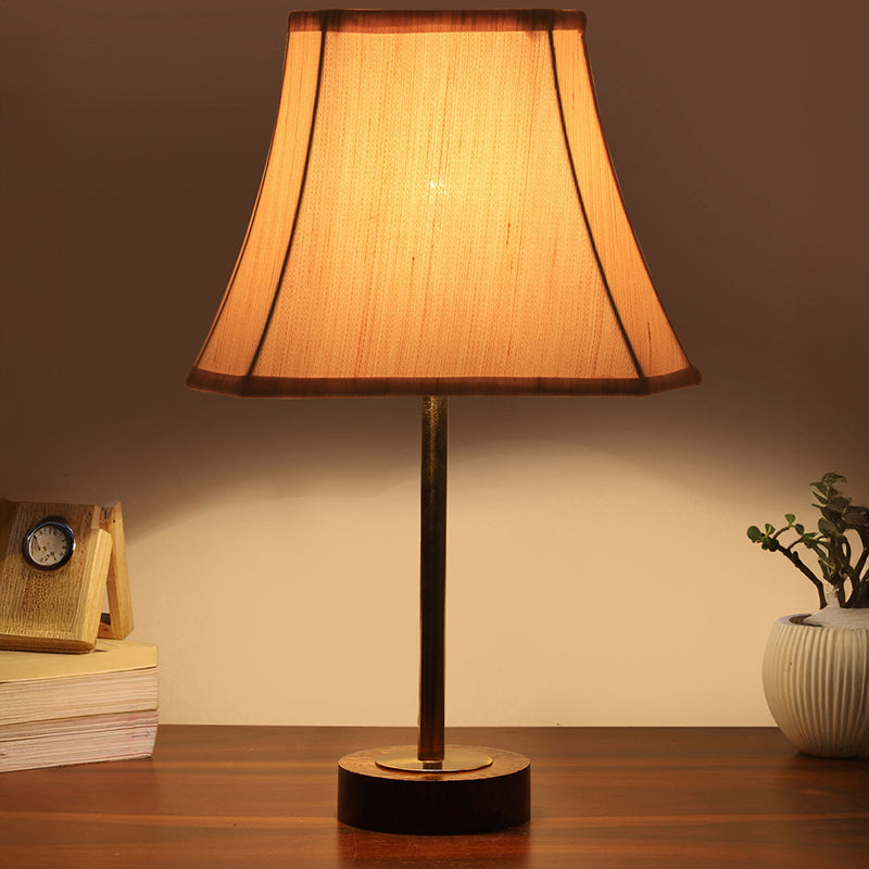 Ceylon Rodin Wooden Table Lamp - OffWhite,Gold,Brown