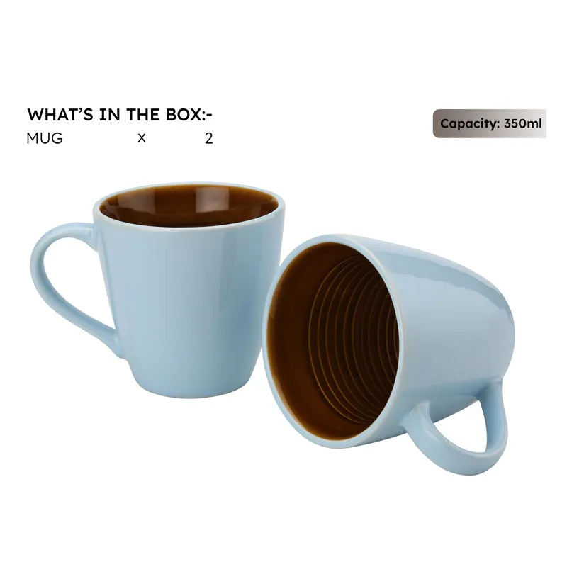 Karvaa Ceramic Coffee Mug (Arctic Blue/350 mL Each) - Set Of Two media 6
