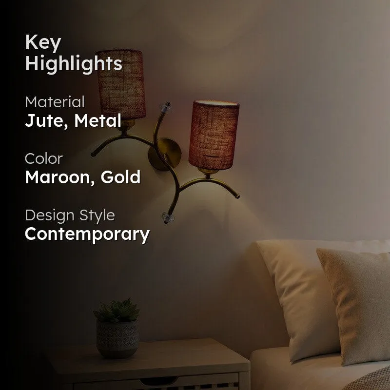 LumiBranch Dual Jute Wall Lamp - Maroon media 2
