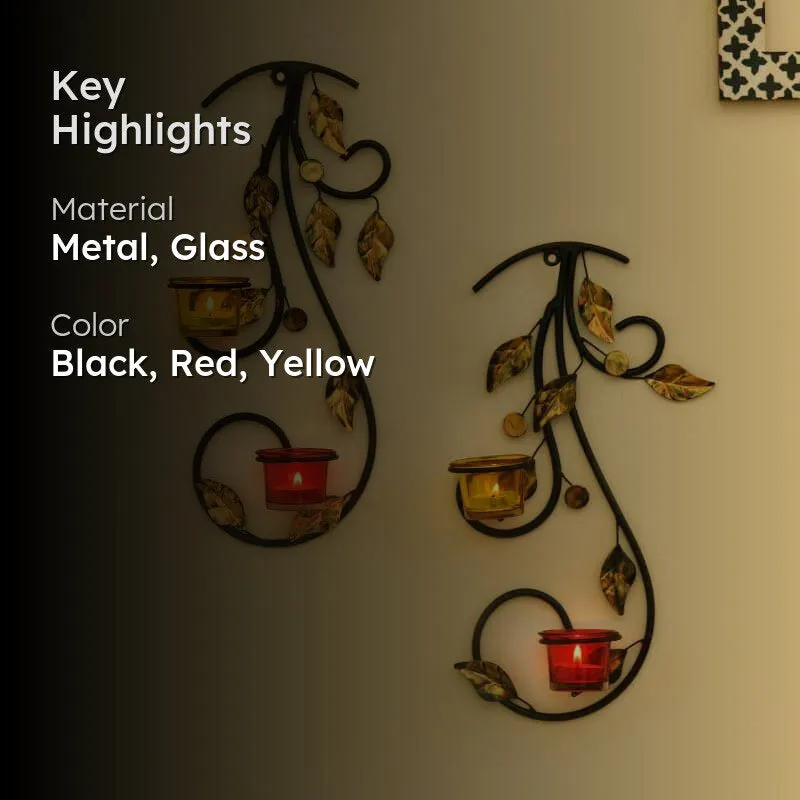 Leafy Vine Luminaire Candle Holder - Red & Yellow media 2