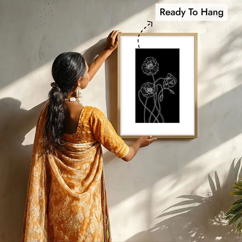Dark Garden Canvas Wall Painting With Brown Frame media 7