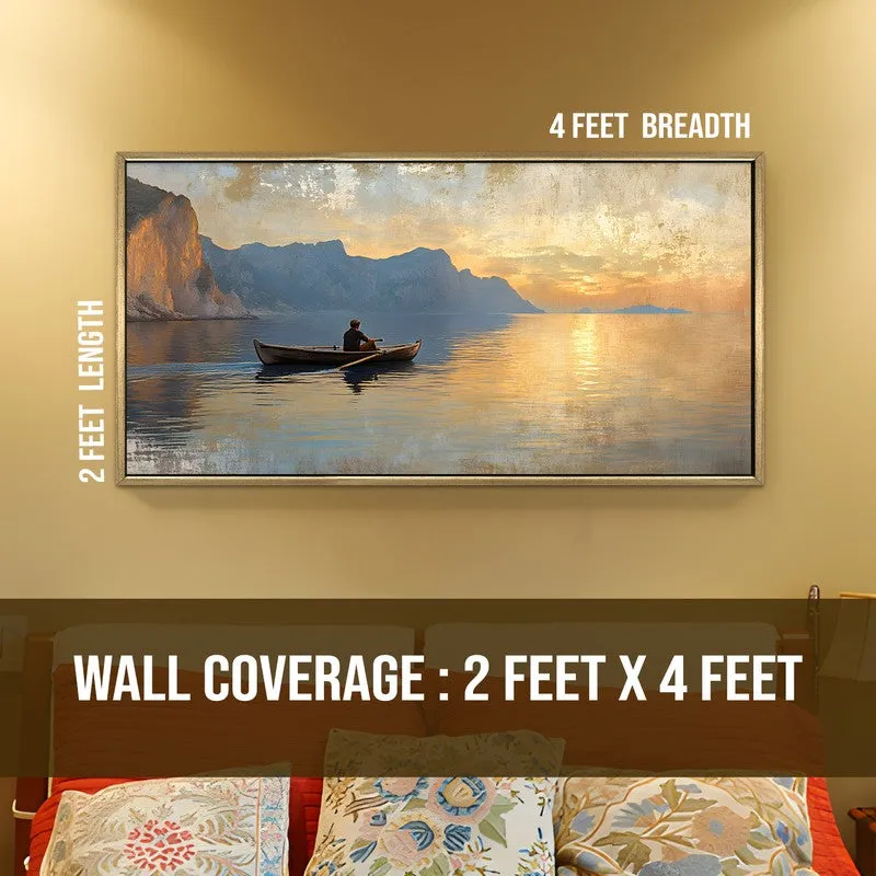 Loneboat Canvas Wall Painting With Frame media 8