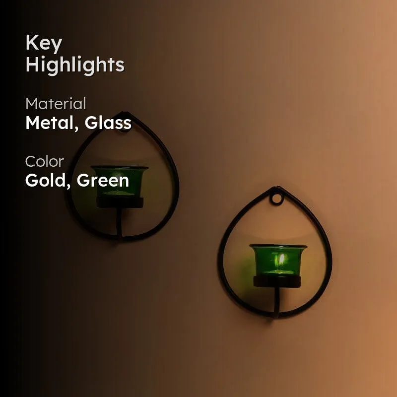 Black Drip Sconce (Green) - Set Of Two media 2