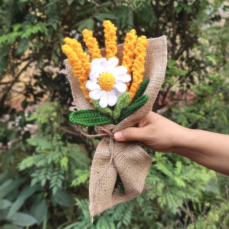 Crochet Handmade Sunflower Bouquet (Yellow,White) - Set Of Seven media 1