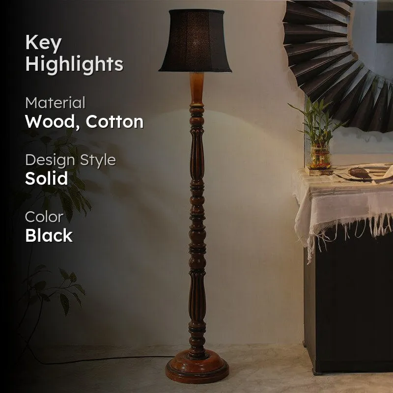 Masiya Vintage Wooden Floor Lamp - Black media 2