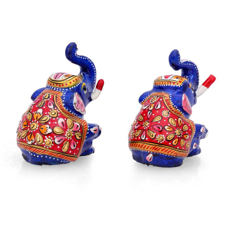 Tusked Triumph Painted Metal Show Piece - Set Of Two media 4
