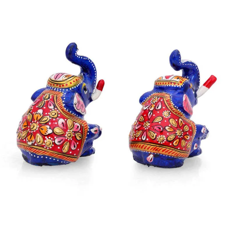 Tusked Triumph Painted Metal Show Piece - Set Of Two media 4