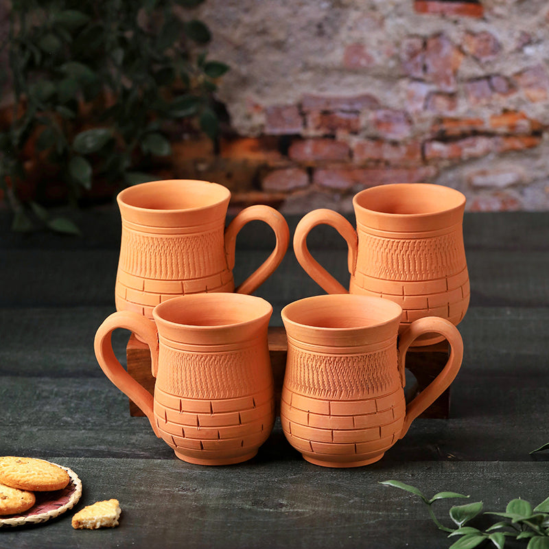 Nireeksha Terracotta Coffee Mug (250 mL Each) - Set of Four media 3