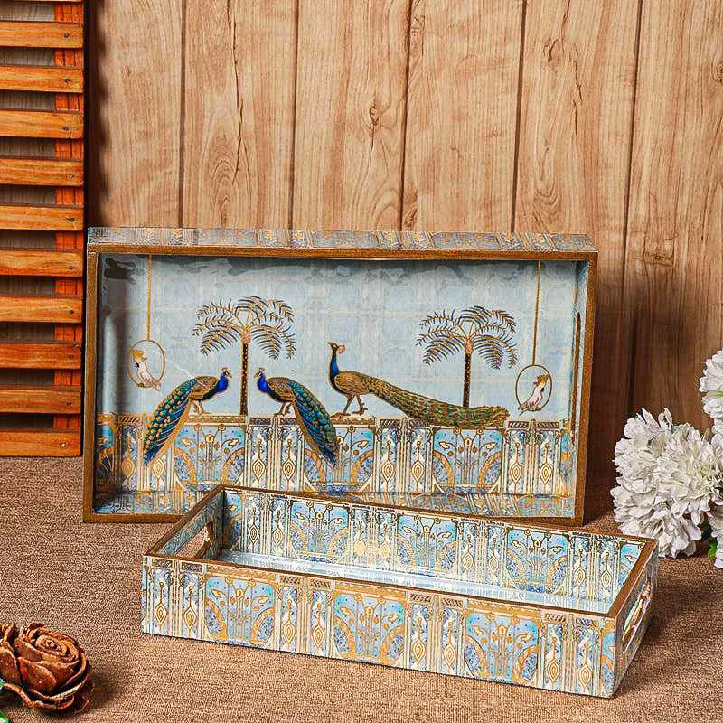 Chitramayi Wood Serving Tray (Medium & Small) - Set Of Two media 3