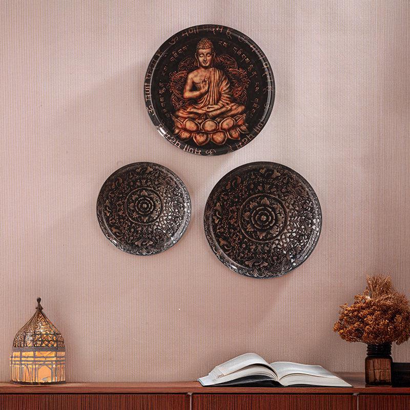 Atherin Buddha Printed Metal Wall Plate - Set Of Three media 3