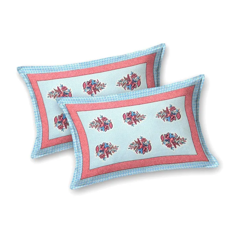 Royalra Cotton Bedsheet (Blue,Pink) - 240 TC media 4
