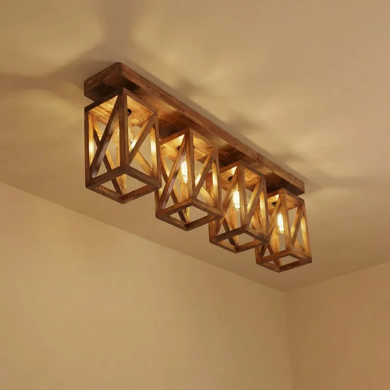 Tyriana 4 Series Wooden Cuboid Ceiling Lamp media 5