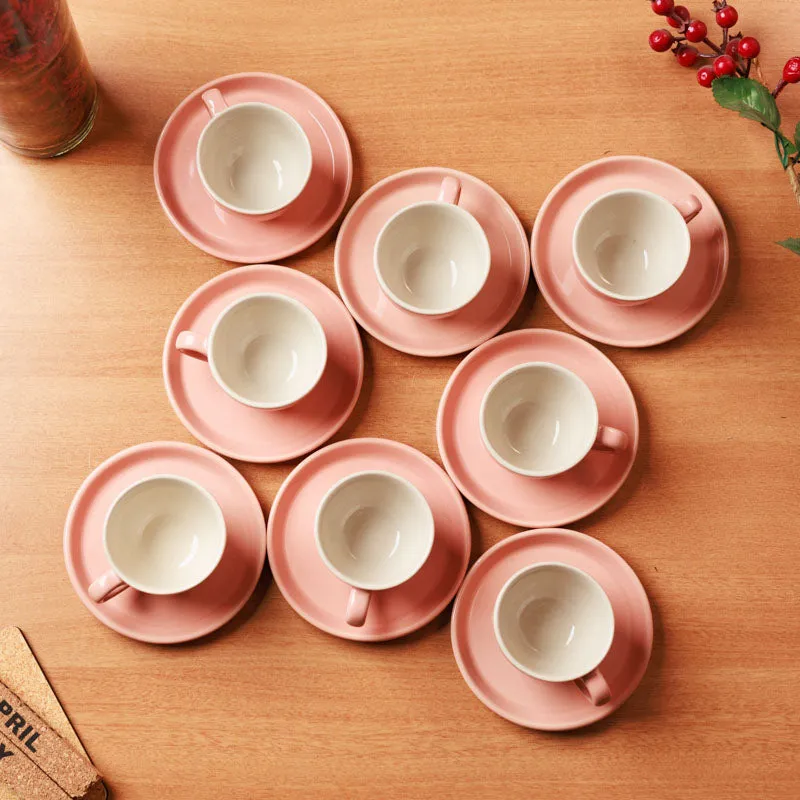 Blush & Brew Cup & Saucer (Pink/100 mL Each) - Set of Eight media 6