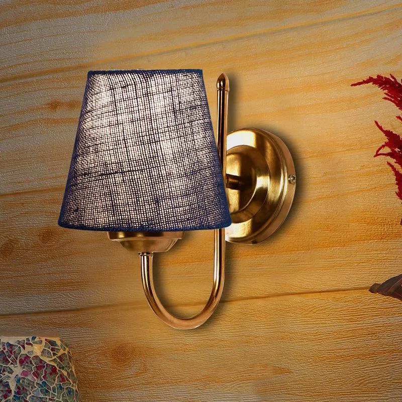 Altura Conical Fabric & Metal Wall Lamp - Blue media 1