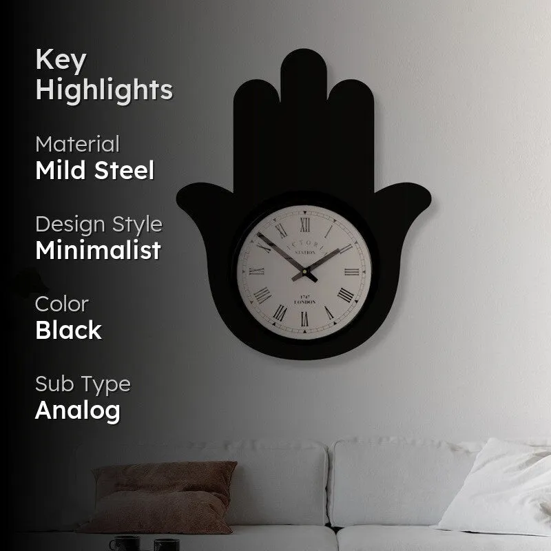 Palm Steel Analog Wall Clock - Black media 2