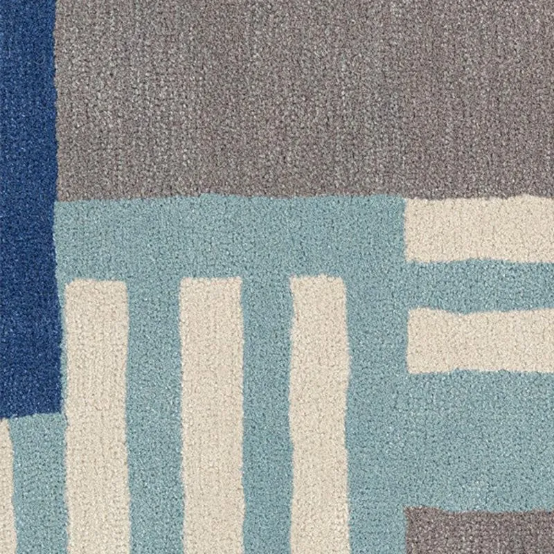 Melantho Hand Tufted Geometric Wool & Nylon Carpet - Blue & Grey media 4