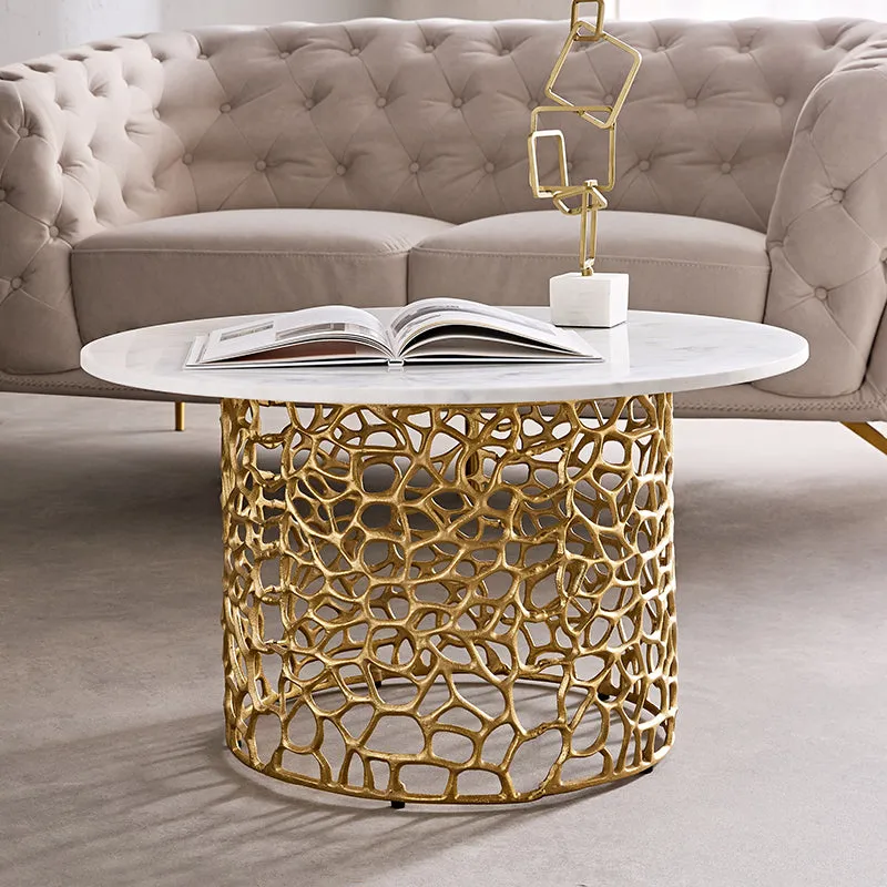 Intrica Fat Aluminum Center Table - Gold media 1