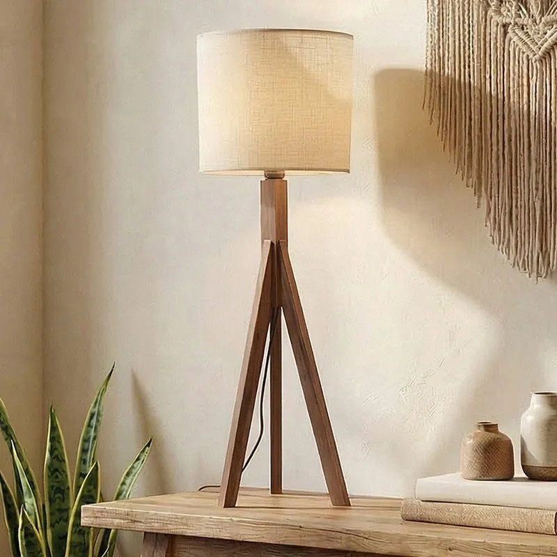 Jovienne Jute & Wood Tripod Table Lamp - Brown media 1