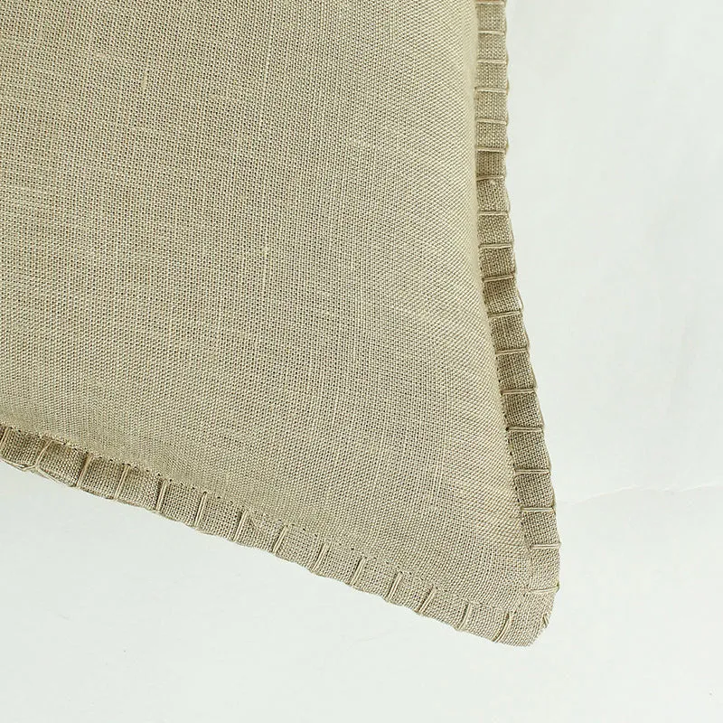 Royal Rhythm Solid Cotton Cushion Cover (Beige) - Set Of Two media 4
