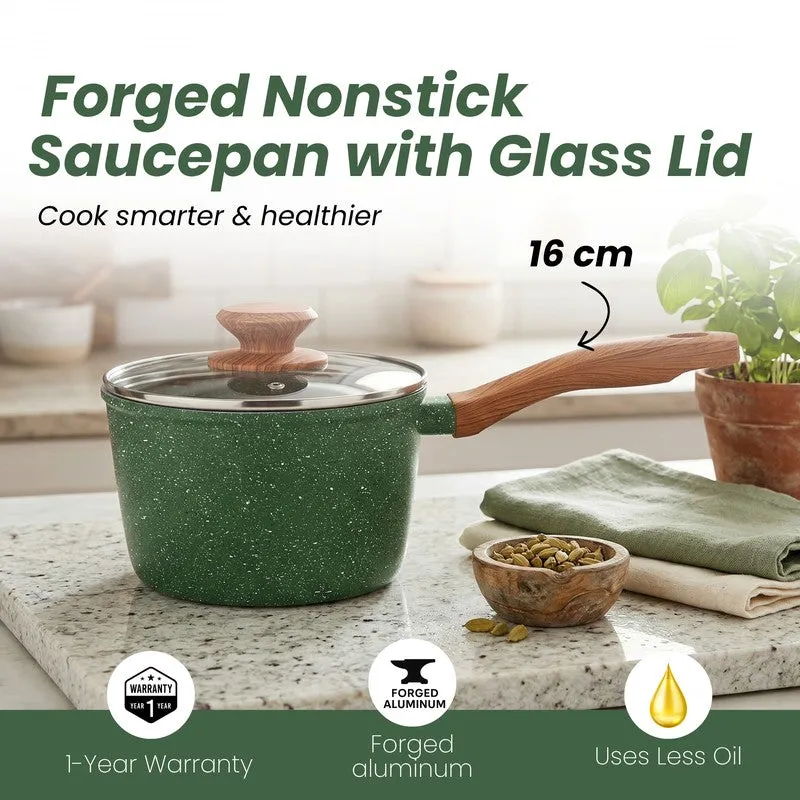 Salford Forged Non Stick Saucepan with Glass Lid (Moss Green) - 1700 mL media 4